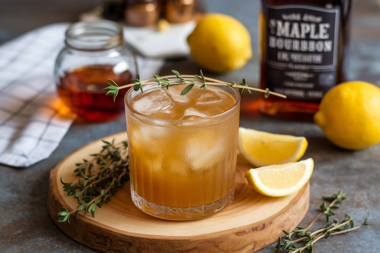 Maple Bourbon Smash with Fresh Thyme