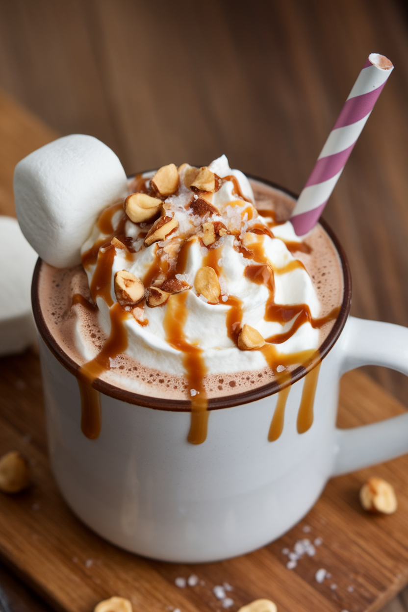 Salted Caramel Hazelnut Hot Chocolate Delight