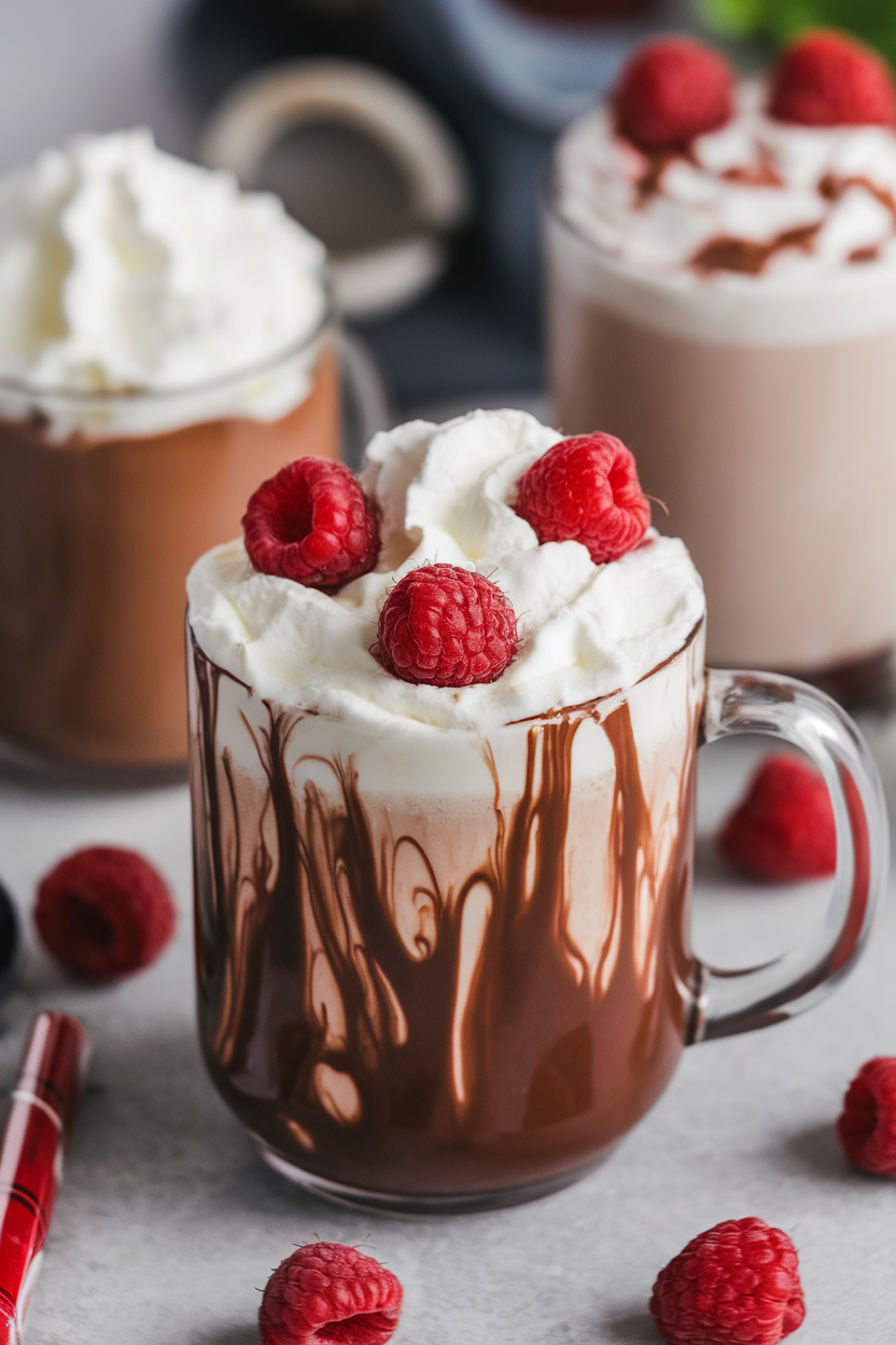 Rich Dark Chocolate Raspberry Swirl Hot Cocoa