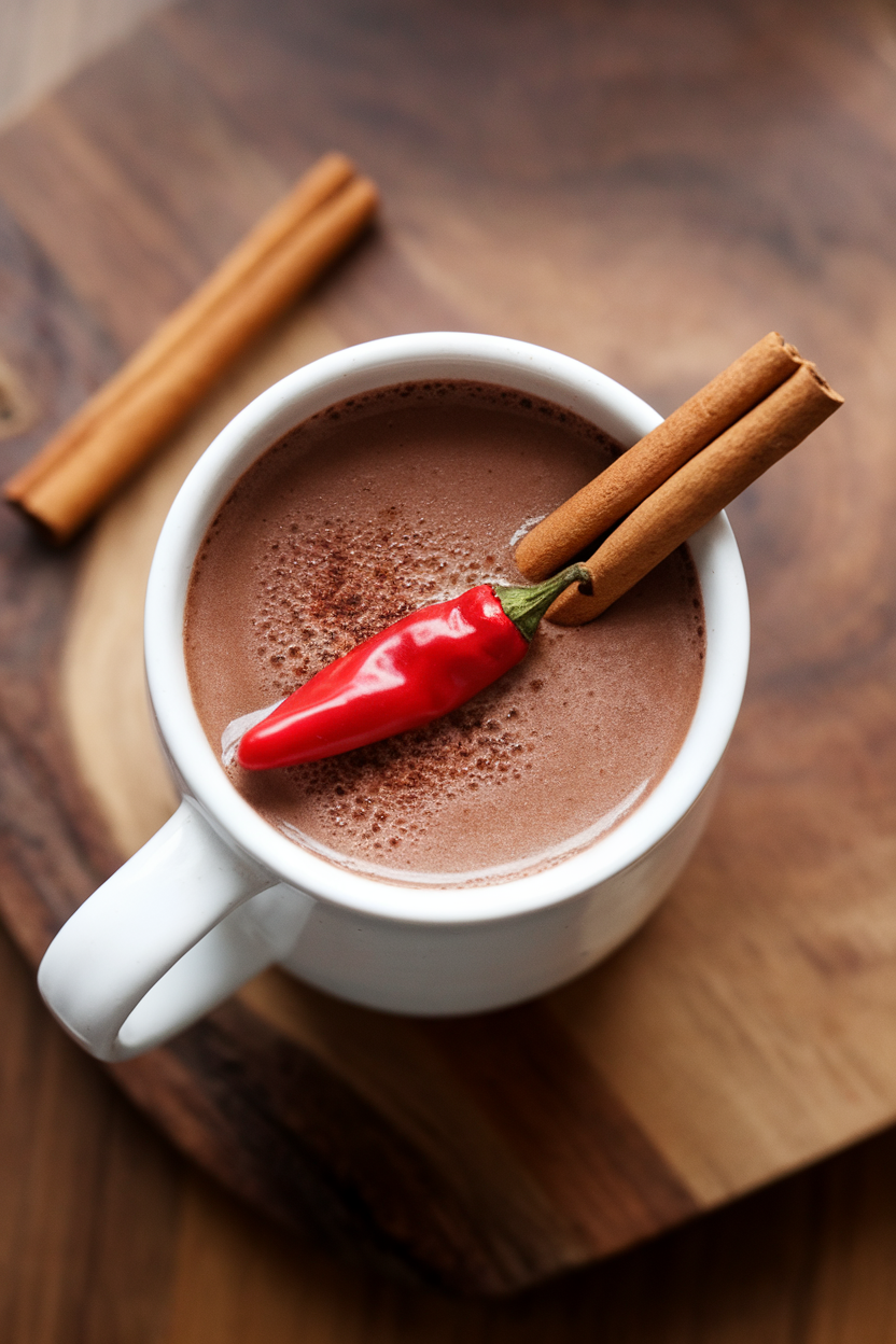 Spicy Mexican Hot Chocolate with Cinnamon and Chili