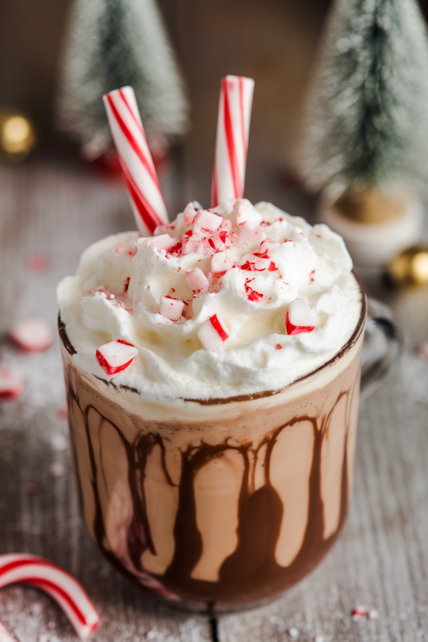 Peppermint Mocha Hot Chocolate with Whipped Cream