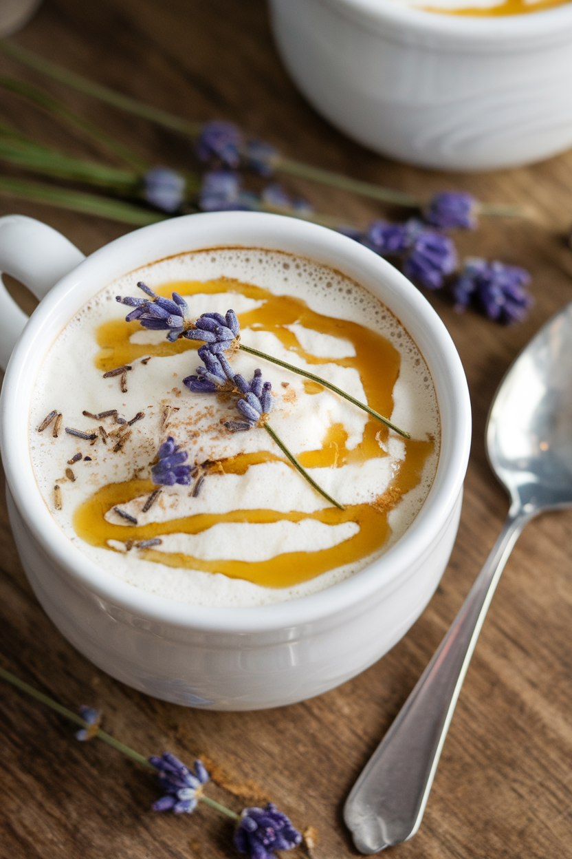 Lavender Infused White Hot Chocolate with Honey