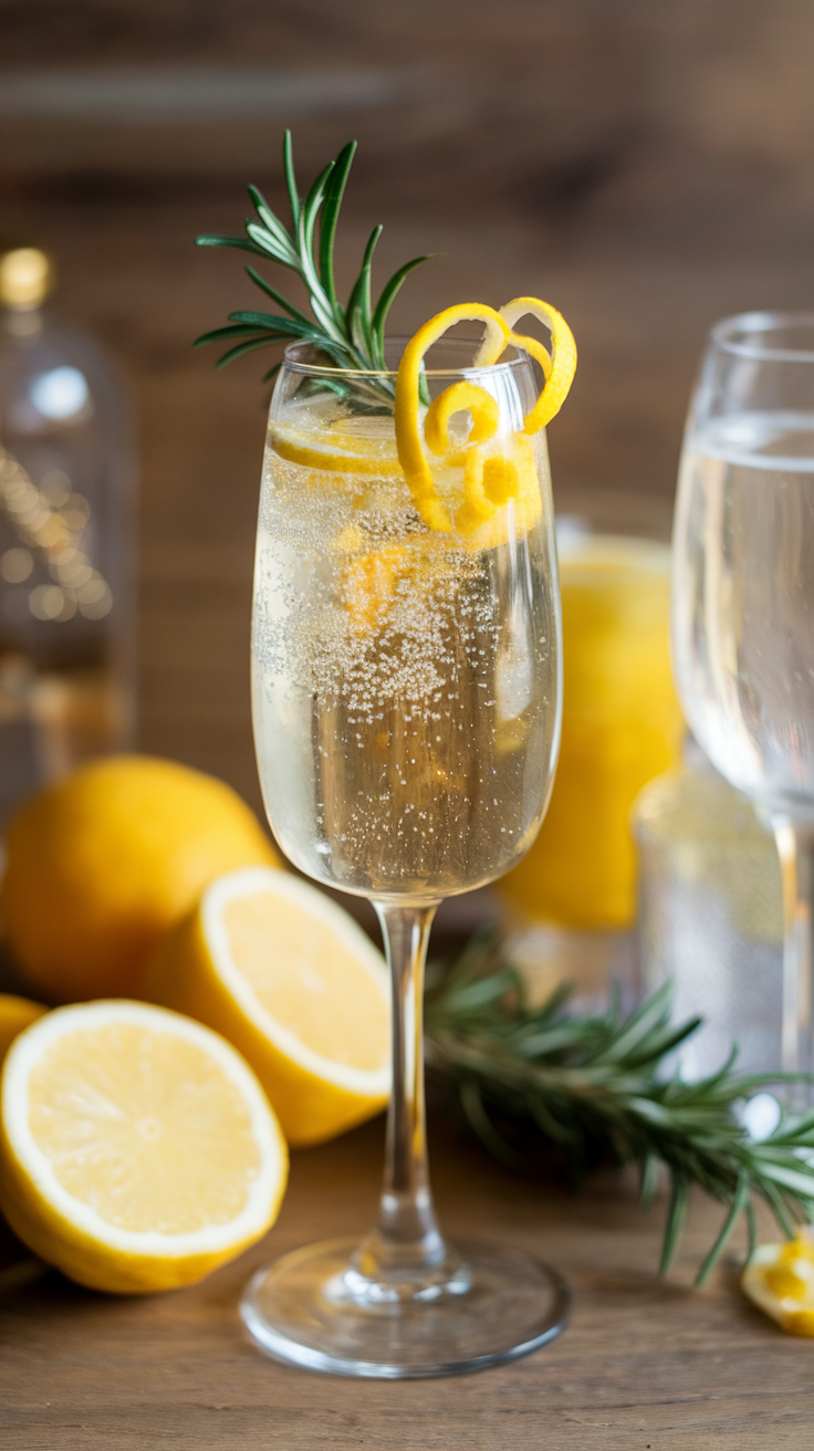 Elderflower Champagne Fizz with Lemon Zest