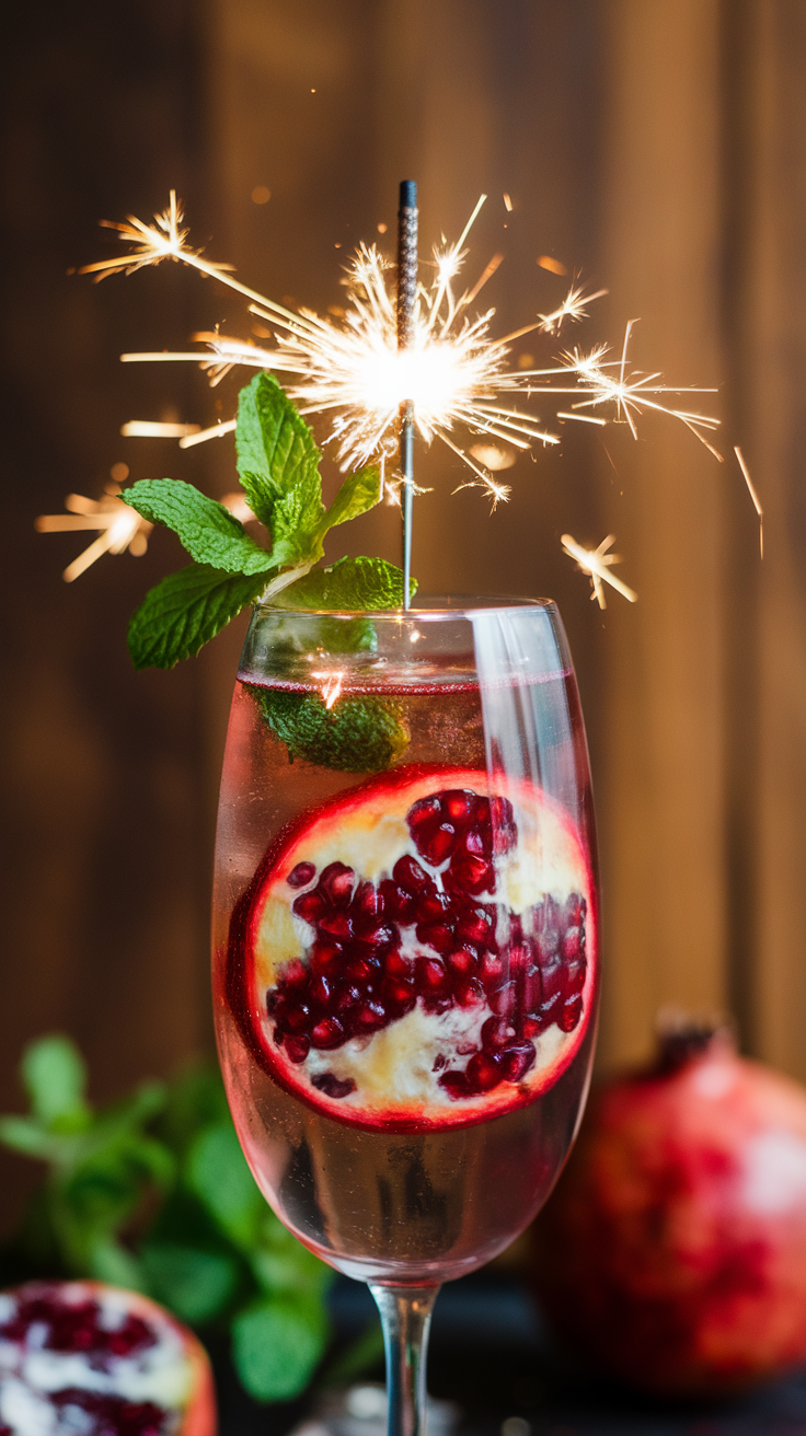 Pomegranate Sparkler with Fresh Mint