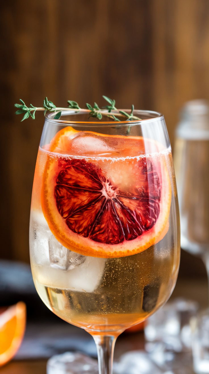 Blood Orange Champagne Cocktail with Thyme