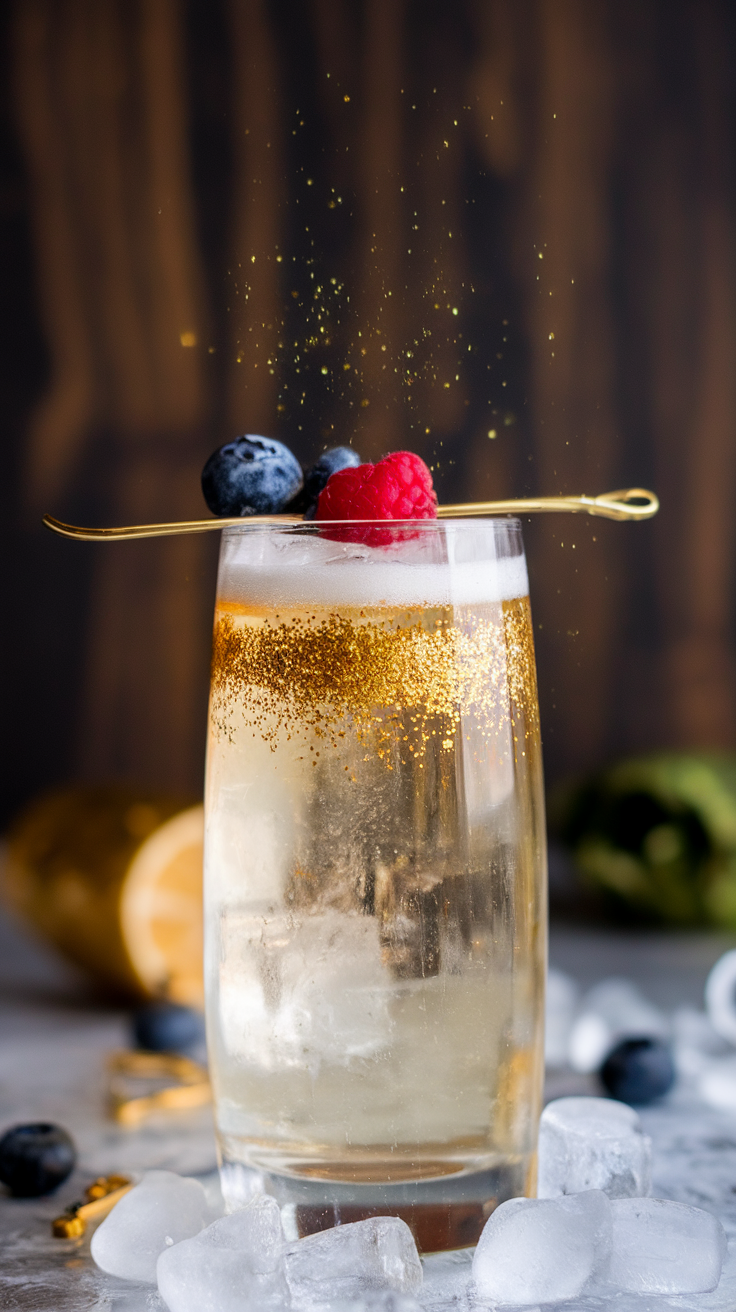 Vanilla Bean Champagne Float with Berries