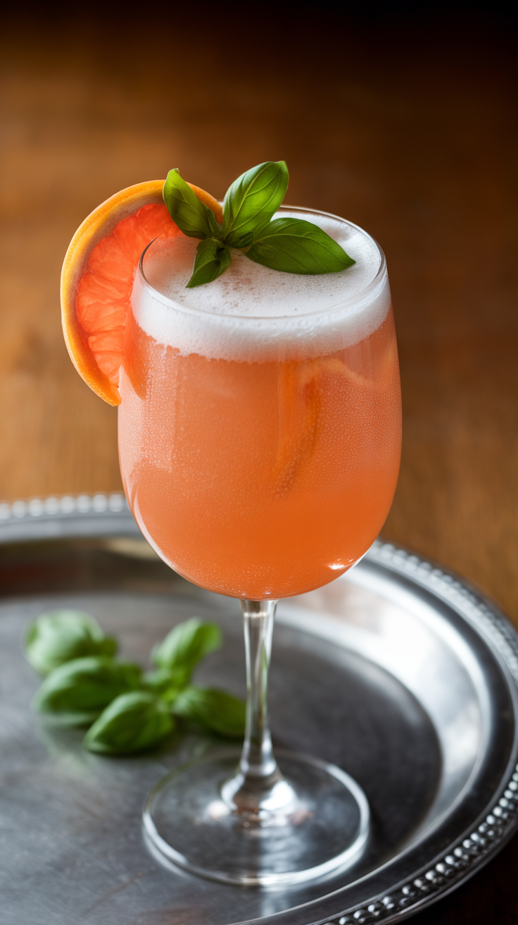 Grapefruit Basil Champagne Smash