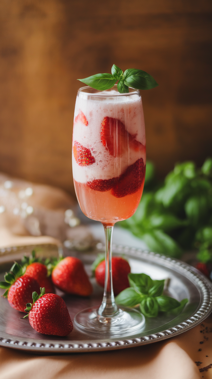 Strawberry Basil Champagne Slush