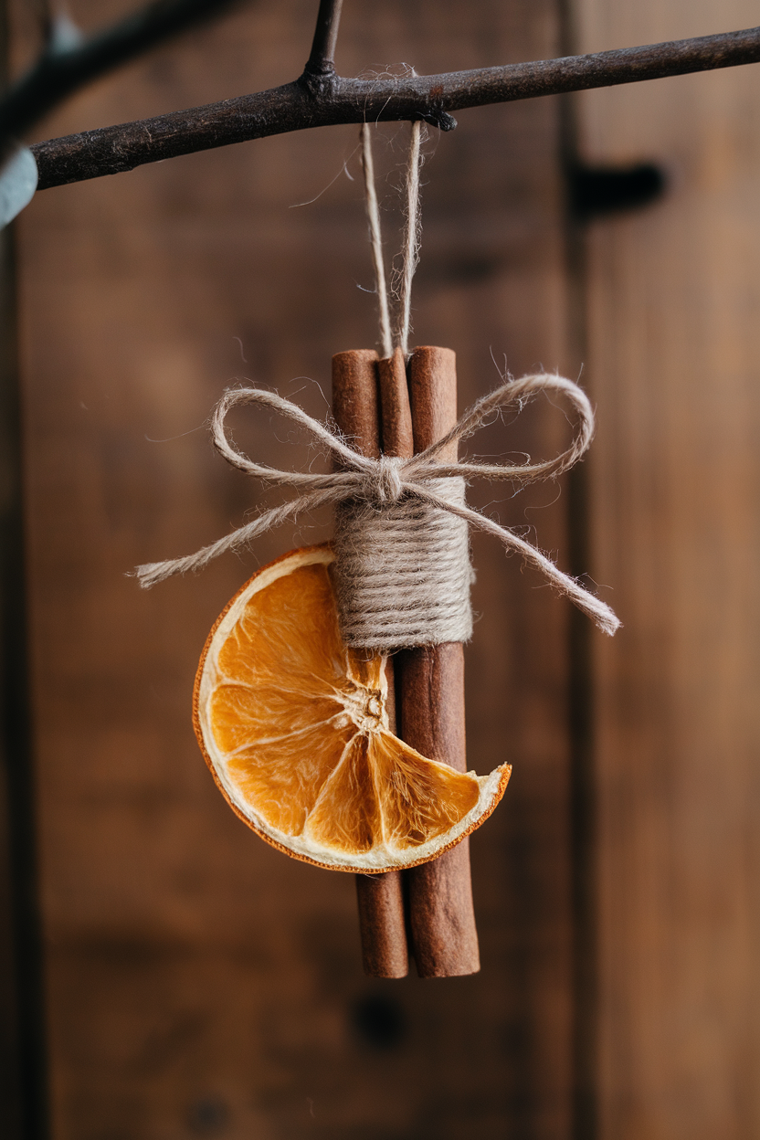 Rustic Cinnamon Stick and Dried Orange Slice Ornaments