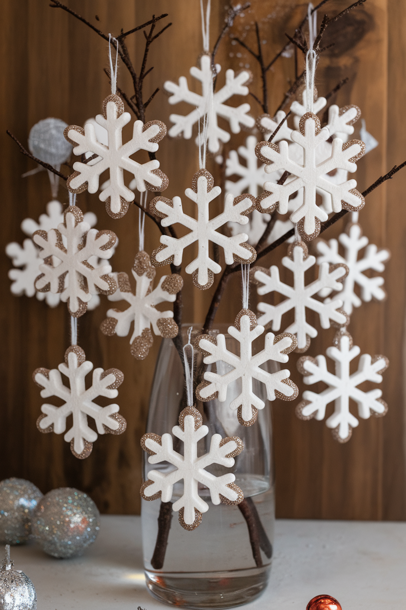 Glittering Snowflake Salt Dough Ornaments