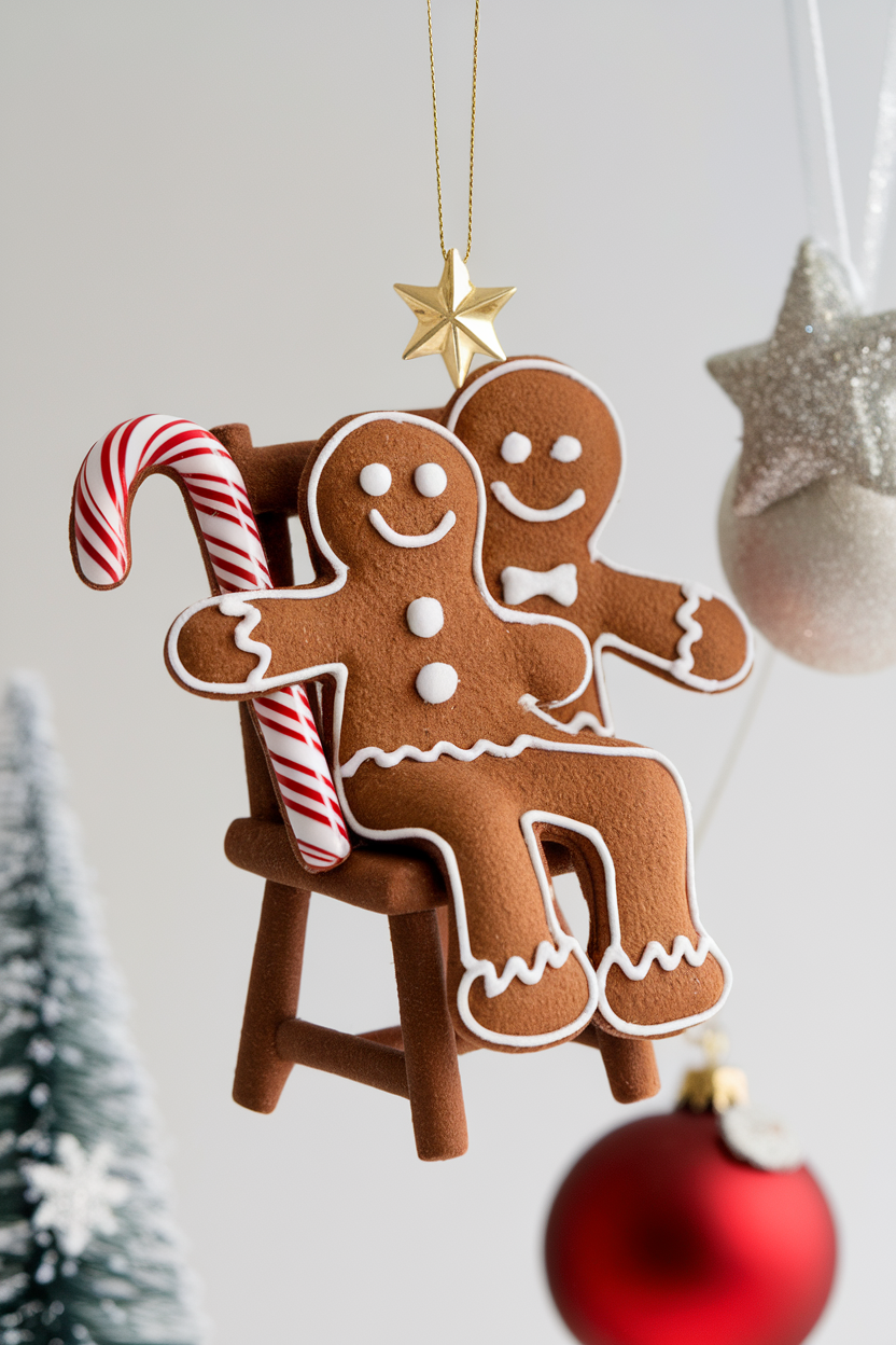 Whimsical Gingerbread Man and Woman Ornaments