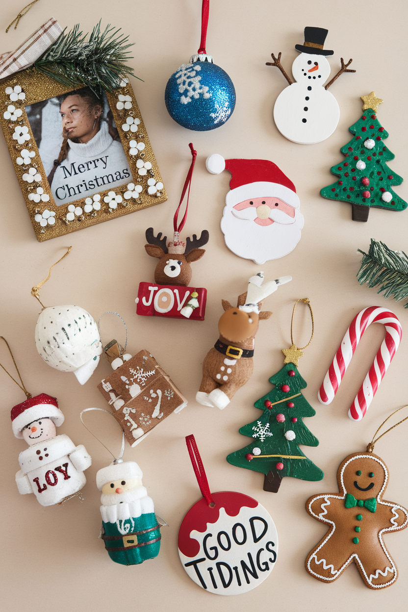 Personalized Photo Frame Ornaments with Holiday Flair