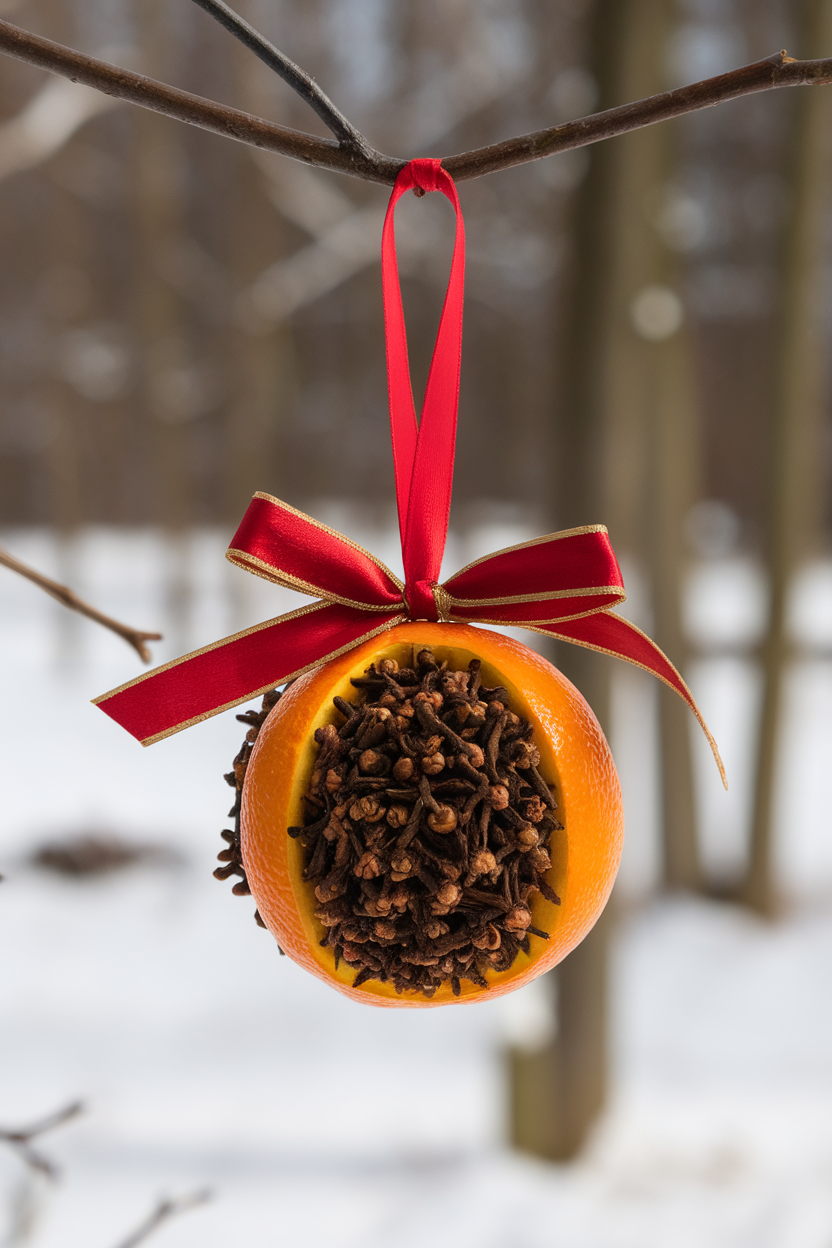 Scented Clove and Orange Pomander Ornaments