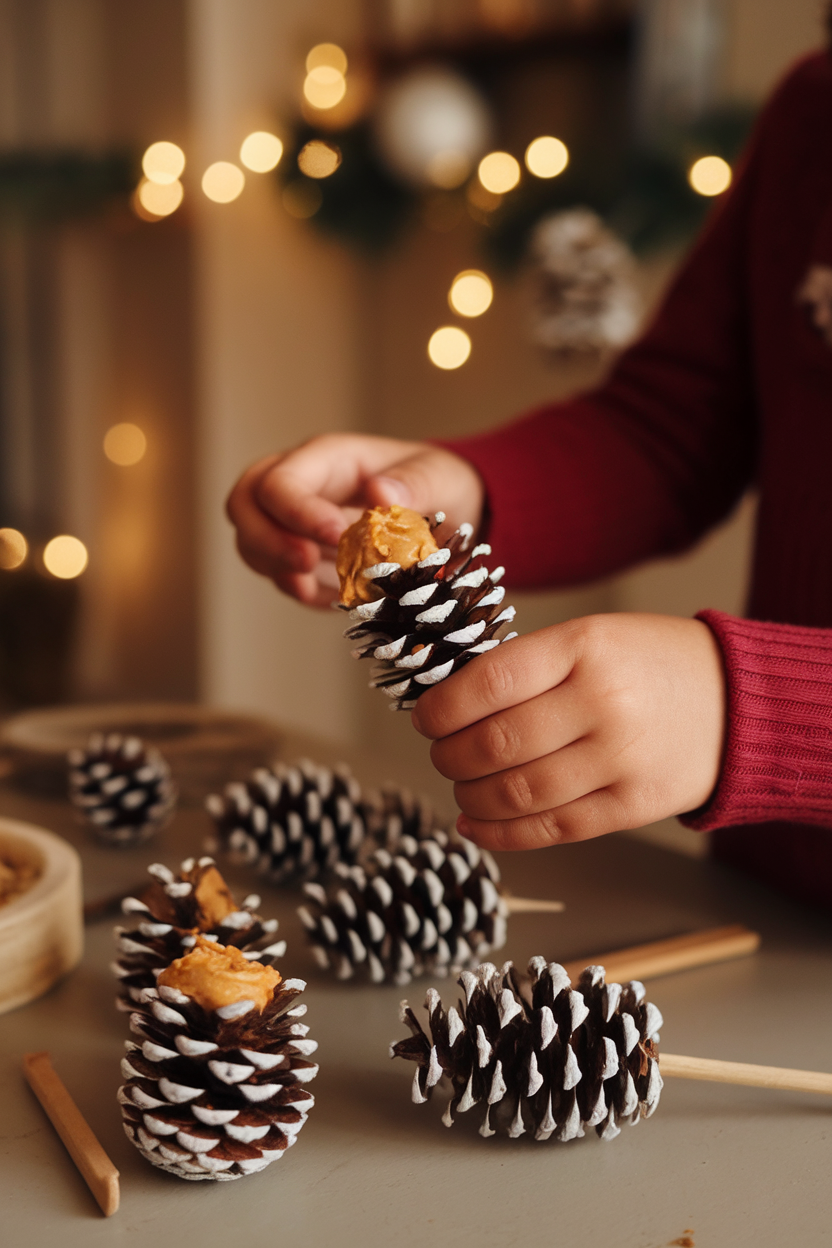 DIY Winter Bird Feeders with Pinecones