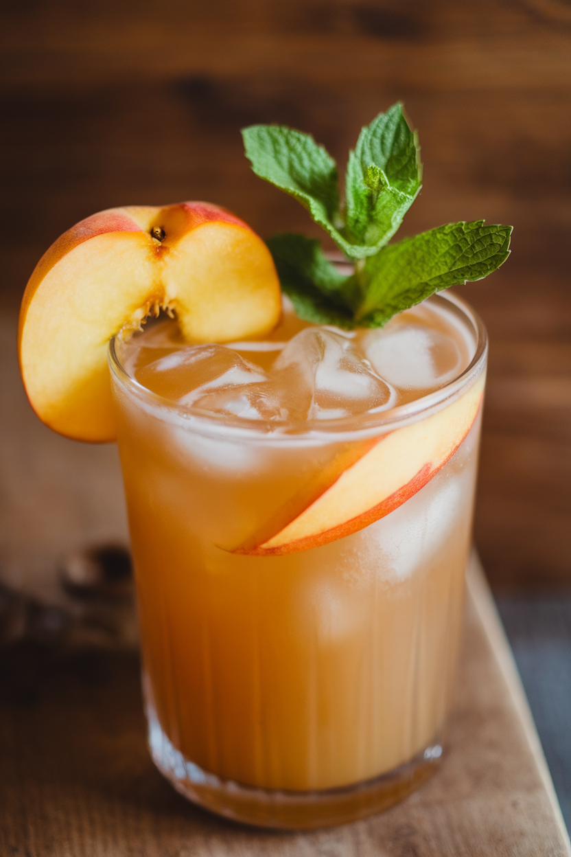 Ginger Peach Iced Tea Mocktail