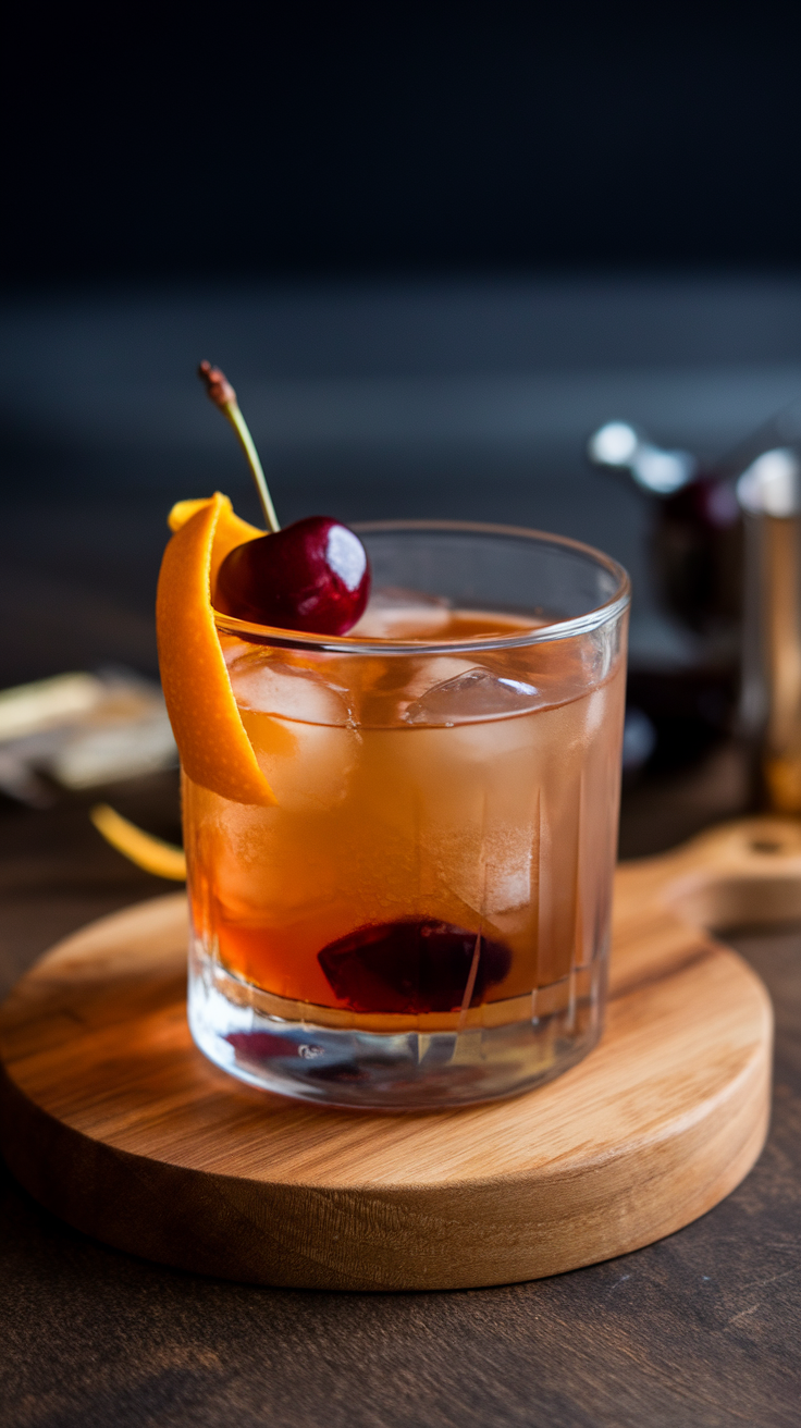 Chocolate Cherry Old Fashioned with Dark Rum