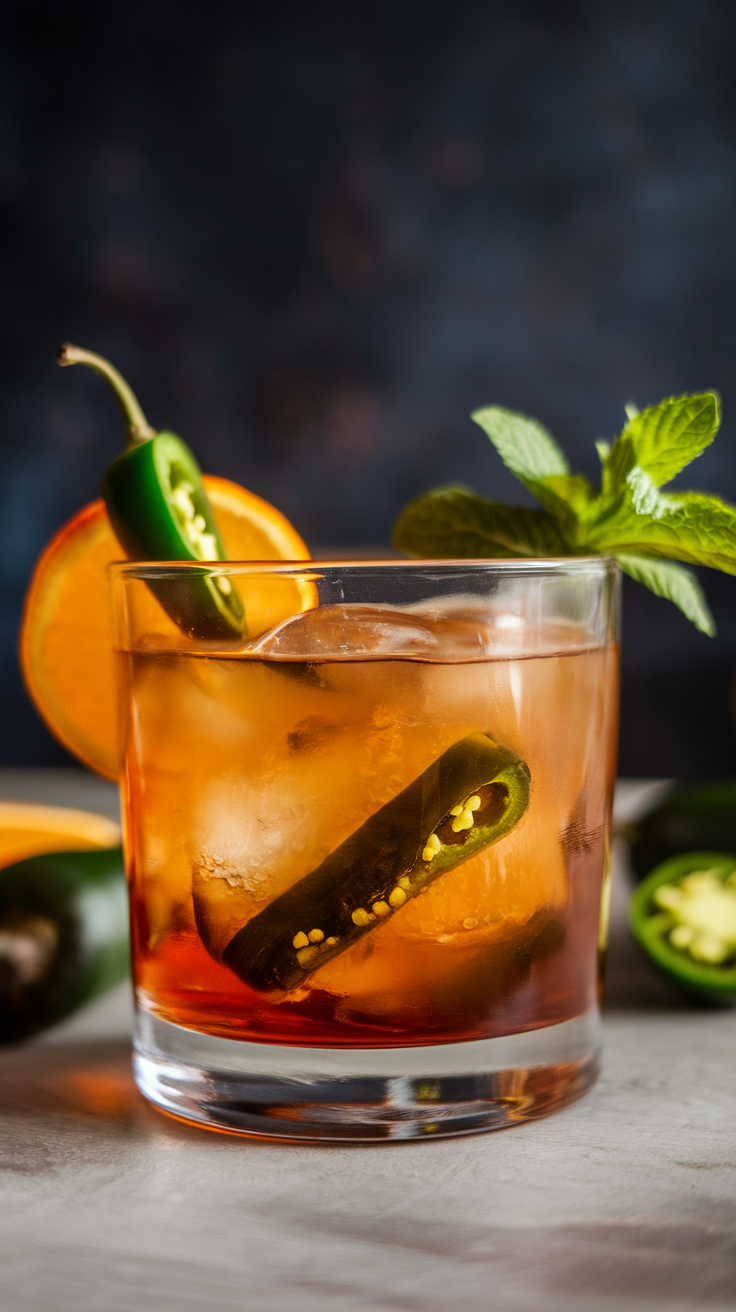 Spicy Ginger Old Fashioned with Jalapeño Infusion