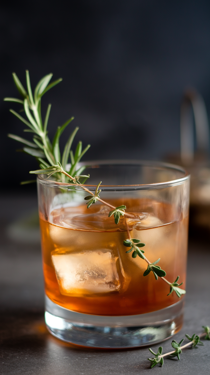 Herbal Rosemary Old Fashioned with Thyme Garnish