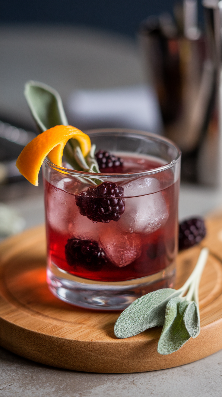 Blackberry Sage Old Fashioned with Muddled Berries