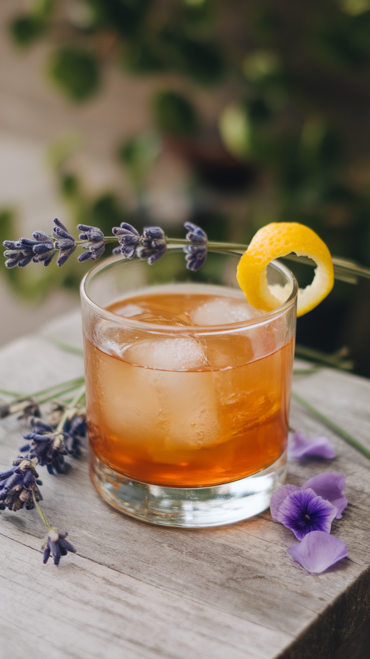 Lavender Infused Old Fashioned with Floral Essence