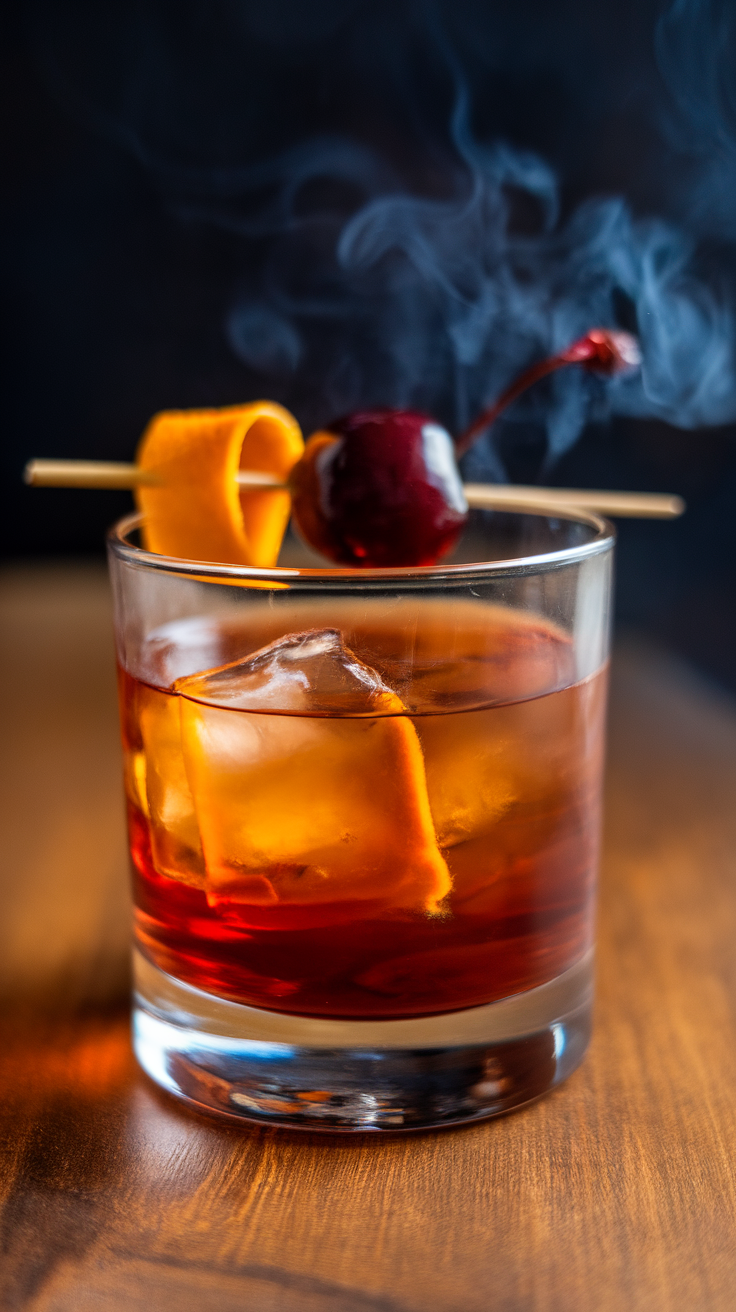 Smoked Cherry Wood Old Fashioned with Charred Citrus