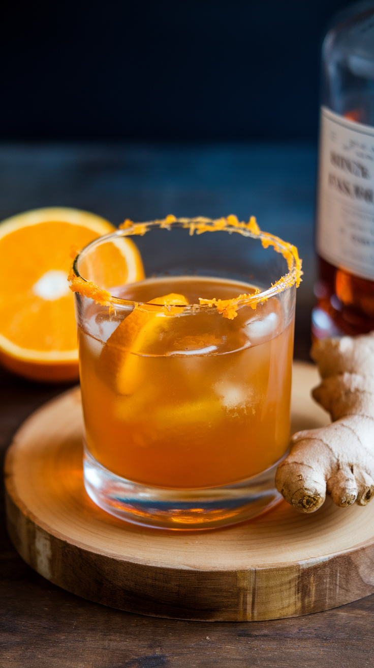 Honey Ginger Old Fashioned with Fresh Ginger Root