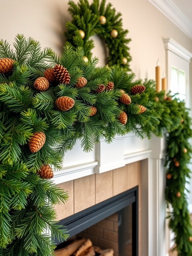 Evergreen Garland with Pinecones