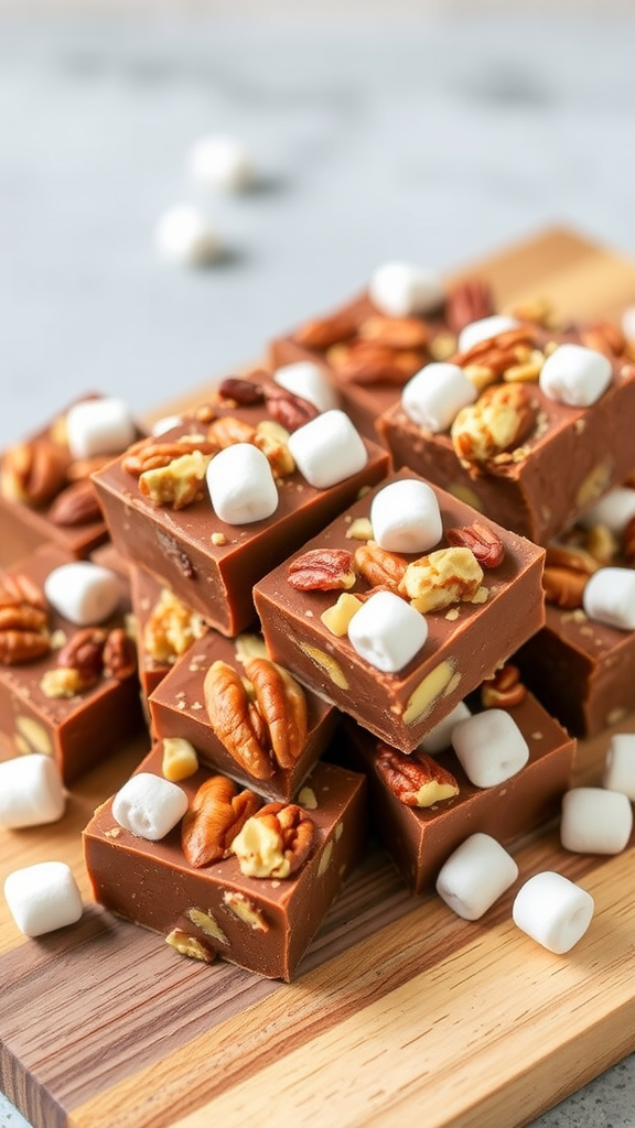 Homemade Fudge with Nuts and Marshmallows