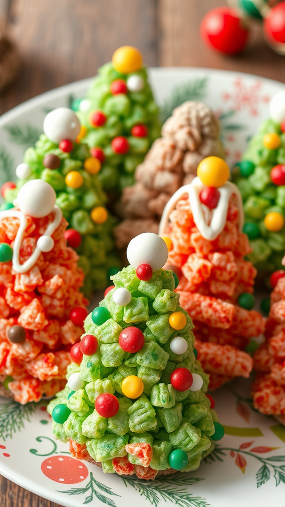 Crispy Rice Treats Shaped as Christmas Trees