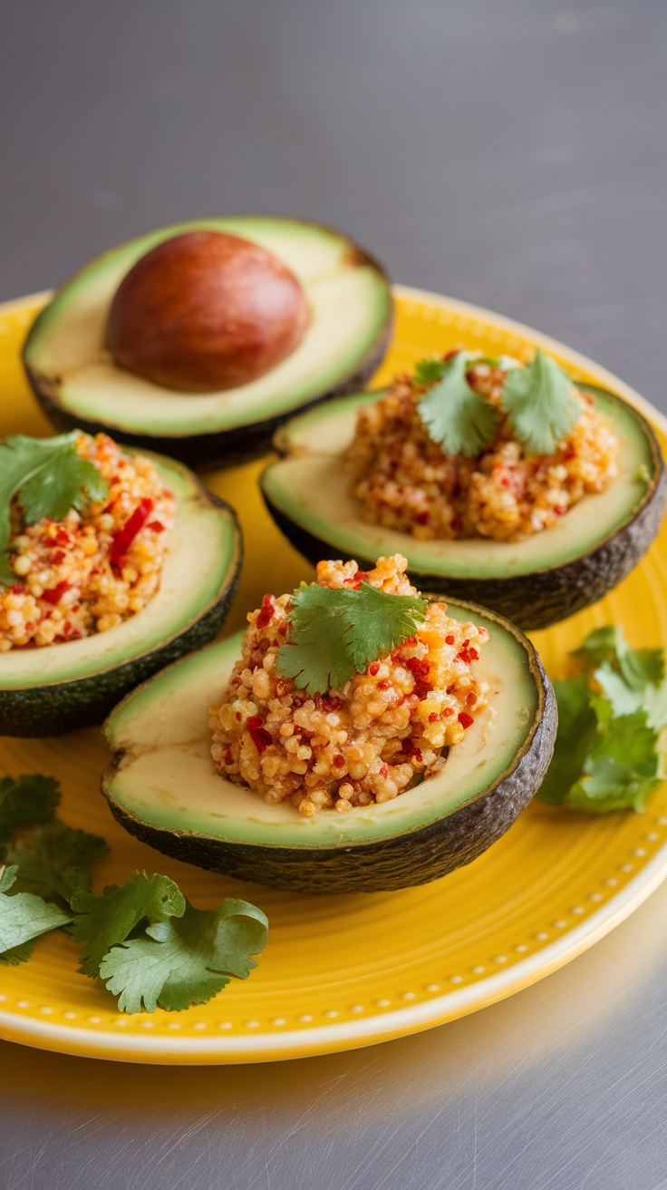 Spicy Quinoa Stuffed Avocados ready to serve