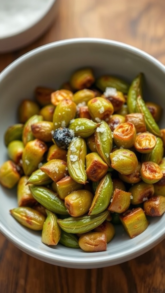 Bowl of spicy roasted edamame